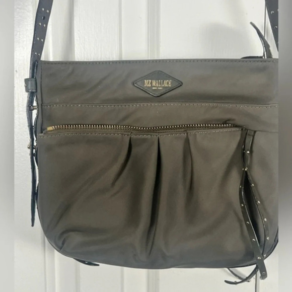 MZ Wallace HARLOW CROSSBODY IN Green CLAY with Studded Strap Purse
